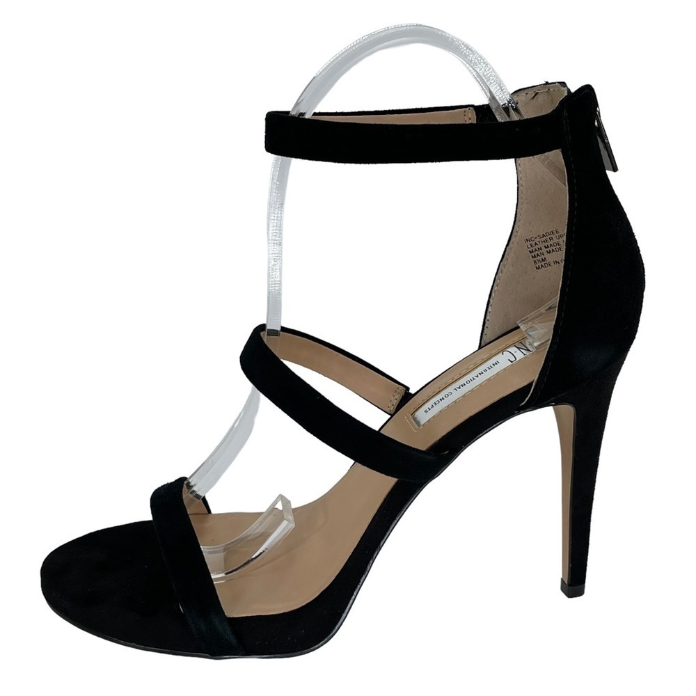 INC Sadiee Black Suede Leather Womens Heels Size 8.5M - Picture 3 of 12